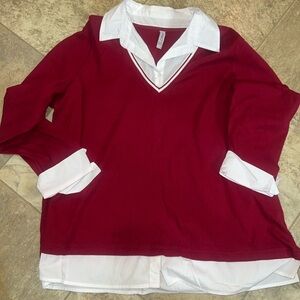 Gitano Red and White V-Neck Sweater